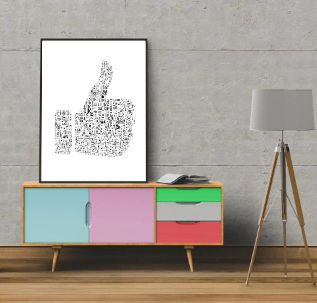 Thumbs Up Print | Positive Word Art for Social Media Lovers - Larosier Prints