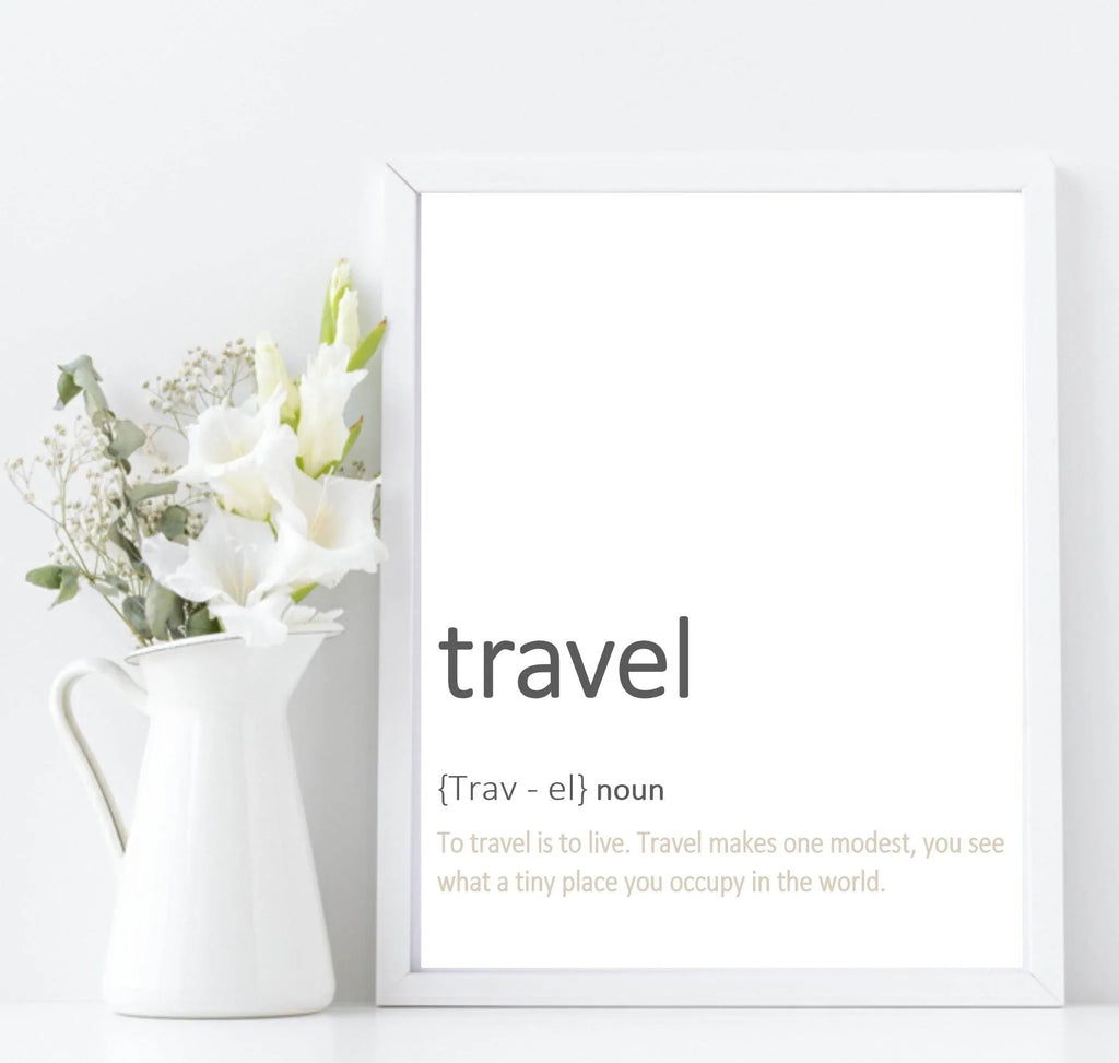 Travel Definition Print | Minimal Wall Art - Larosier Prints