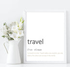 Travel Definition Print | Minimal Wall Art - Larosier Prints