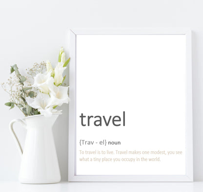 Travel Definition Print | Minimal Wall Art