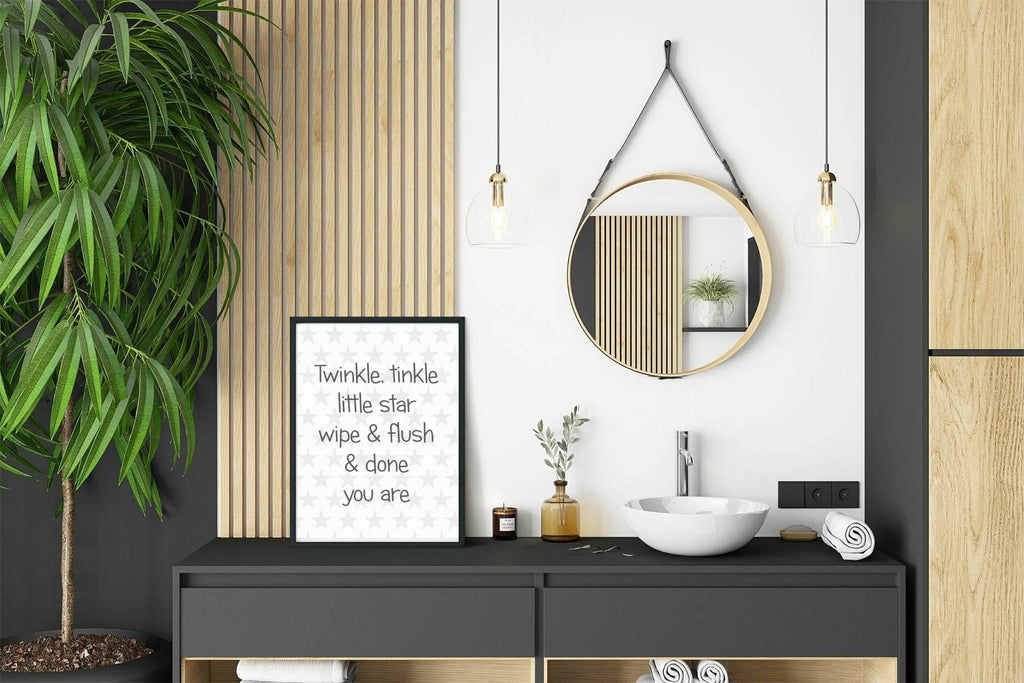 Twinkle Little Star, Wipe & Flush Print| Kids Bathroom Wall Art - Larosier Prints