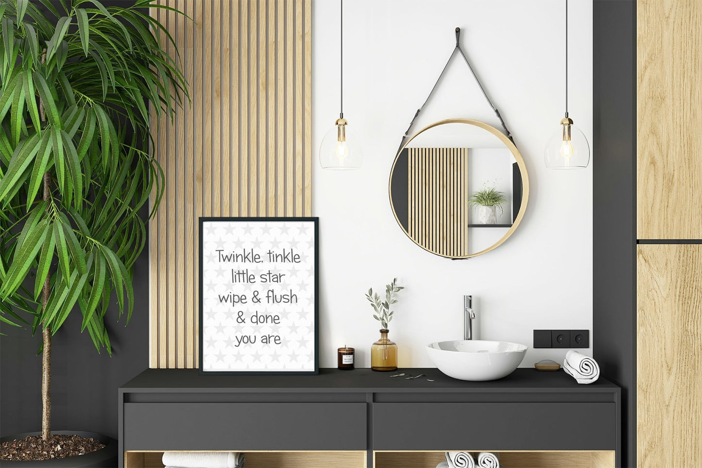 Twinkle Little Star, Wipe & Flush Print| Kids Bathroom Wall Art