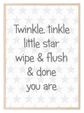 Twinkle Little Star, Wipe & Flush Print| Kids Bathroom Wall Art - Larosier Prints