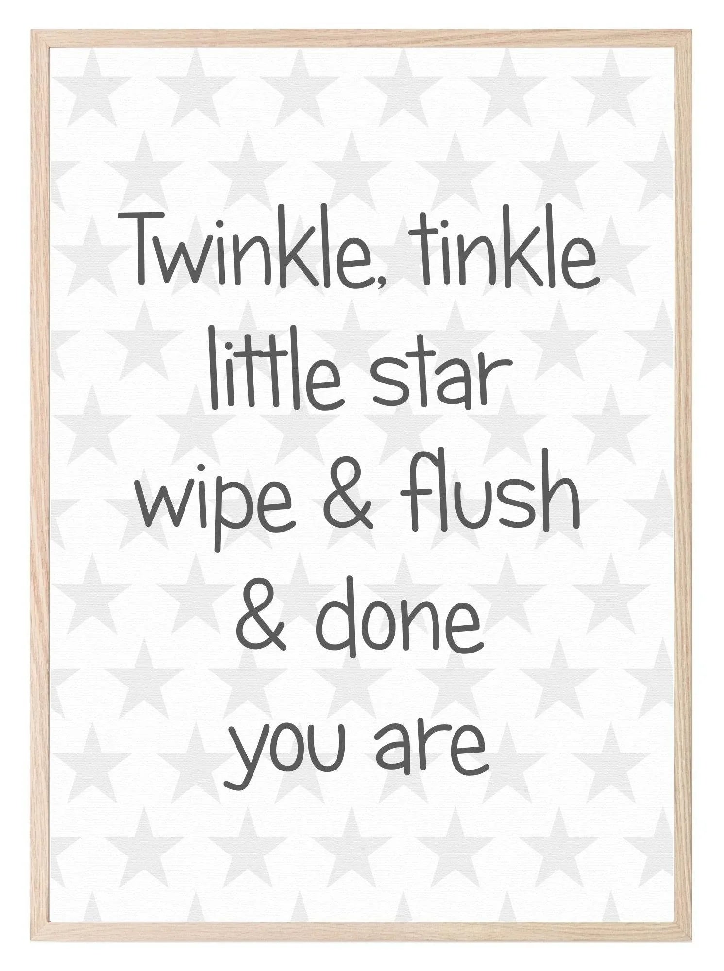 Twinkle Little Star, Wipe & Flush Print| Kids Bathroom Wall Art - Larosier Prints
