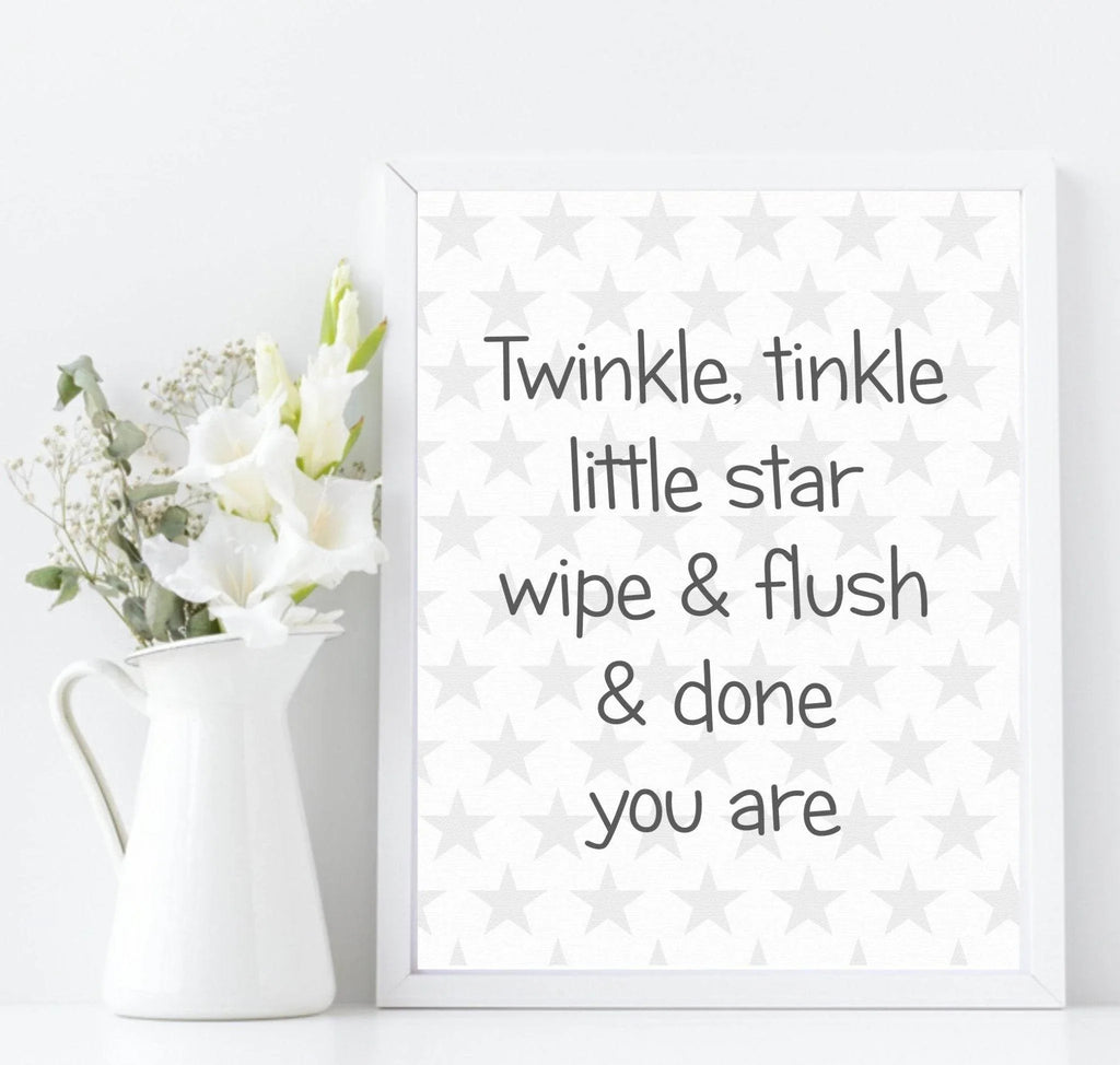 Twinkle Little Star, Wipe & Flush Print| Kids Bathroom Wall Art - Larosier Prints