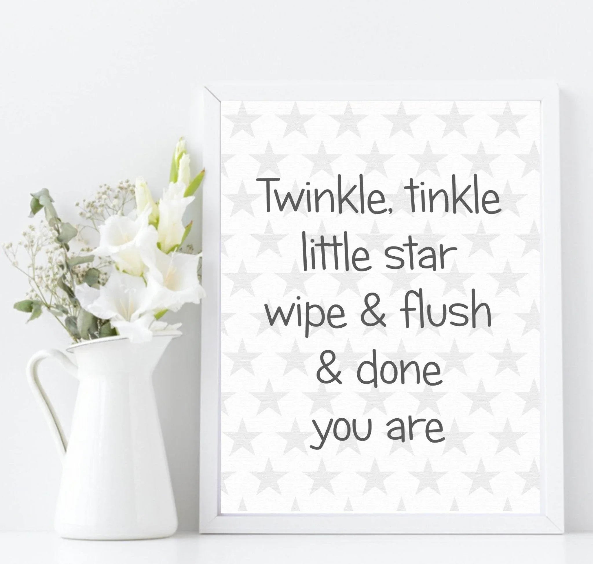 Twinkle Little Star, Wipe & Flush Print| Kids Bathroom Wall Art - Larosier Prints