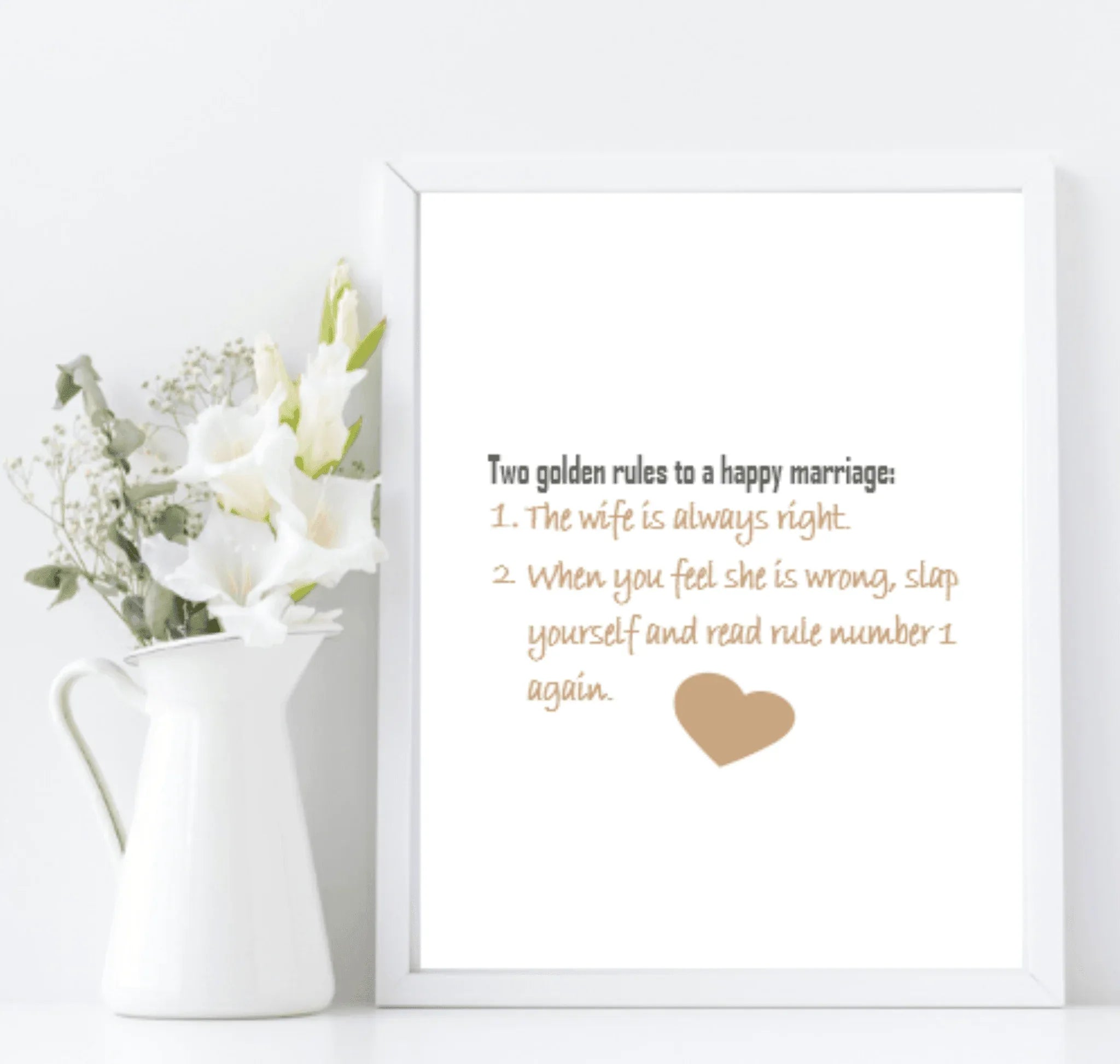Two Golden Rule Of A Happy Marriage Print | Family & Love Wall Art - Larosier Prints