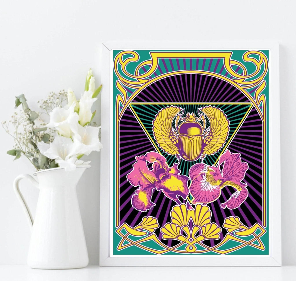 Vintage Beetle Print | Colourful Wall Art - Larosier Prints