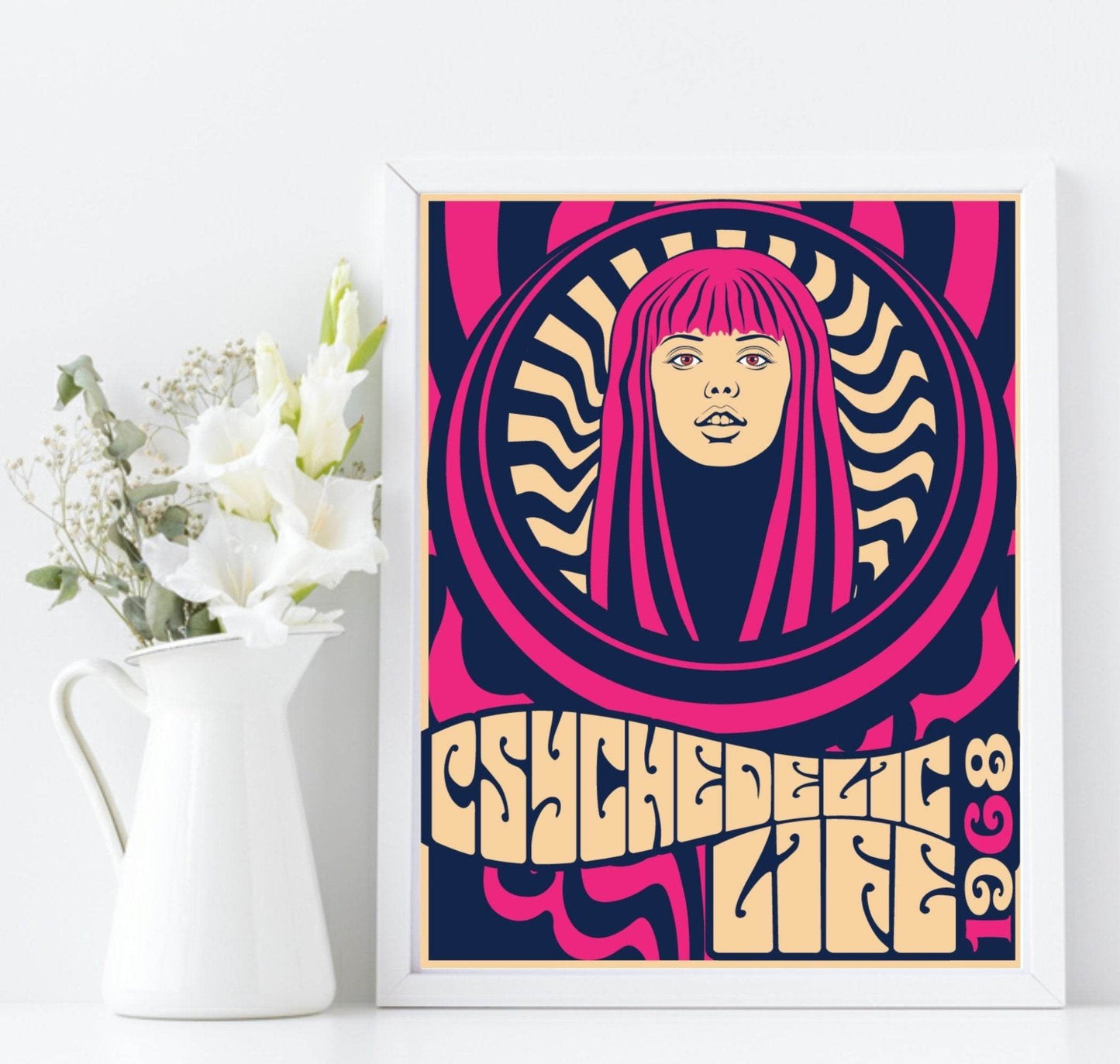Vintage Bright Woman Print | Pop Art Style Wall Art | Pink