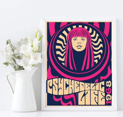 Vintage Bright Woman Print | Pop Art Style Wall Art | Pink