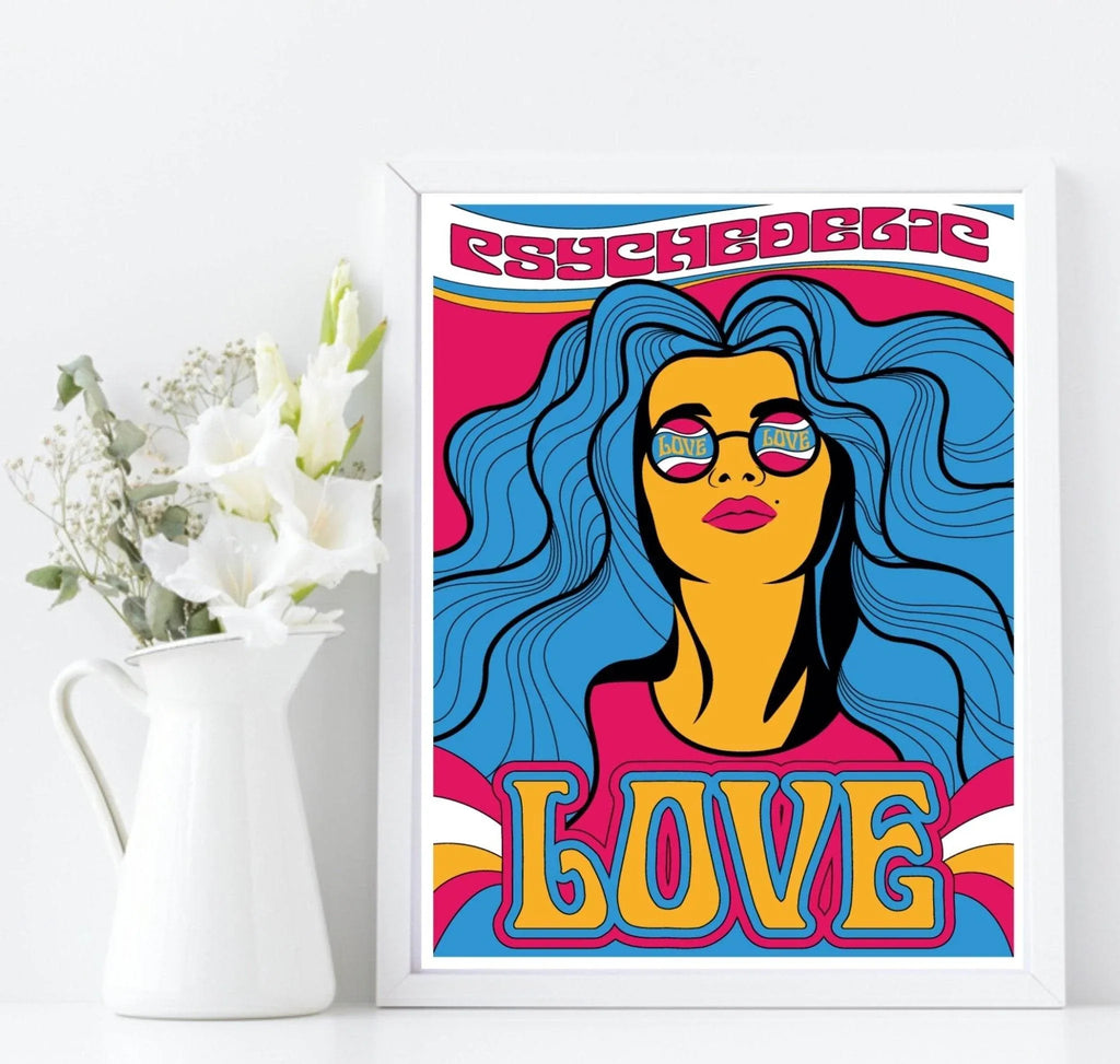 Vintage Bright Woman Love Print | Pop Art Style Wall Art - Larosier Prints