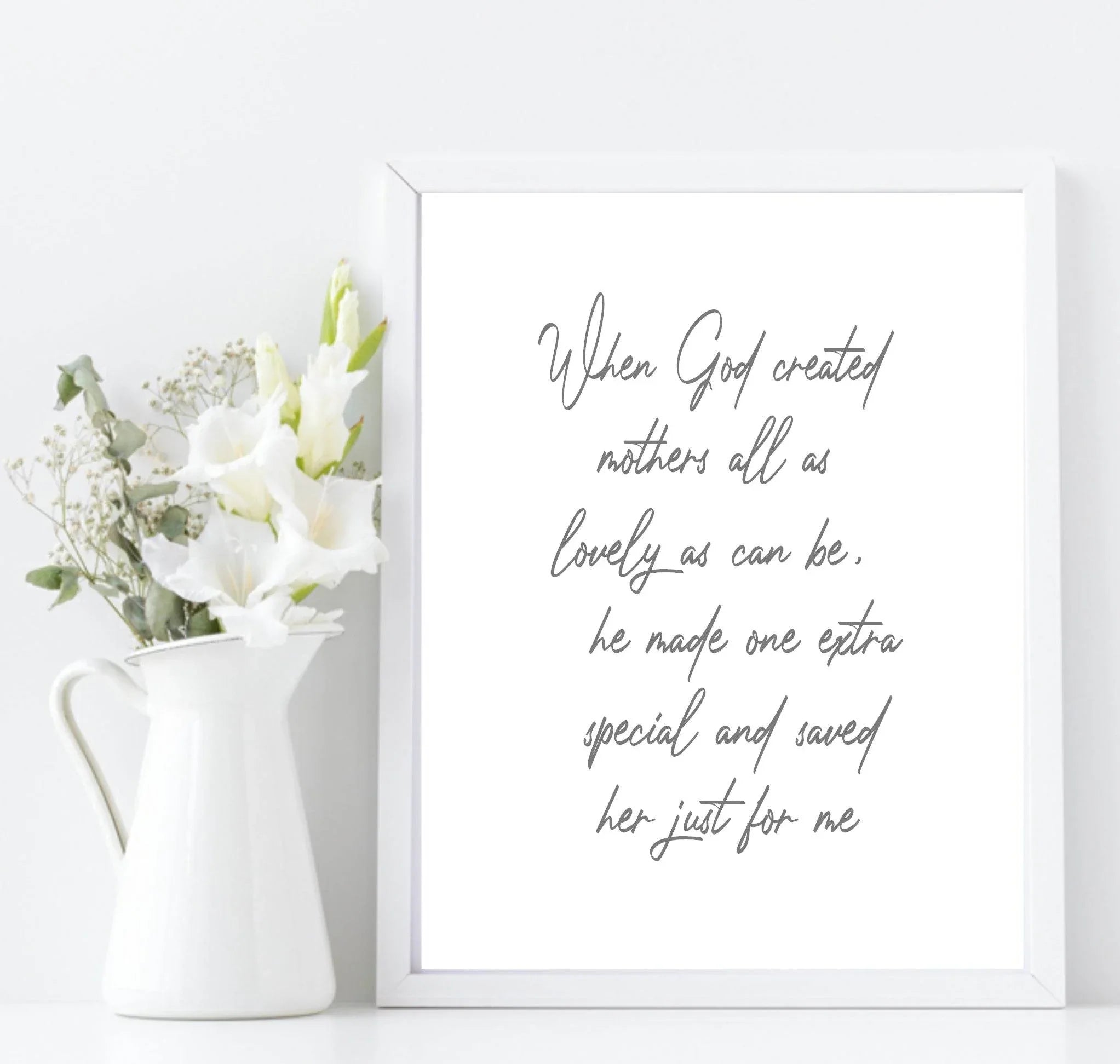 When God Created Mothers Print | Family & Love Wall Art - Larosier Prints