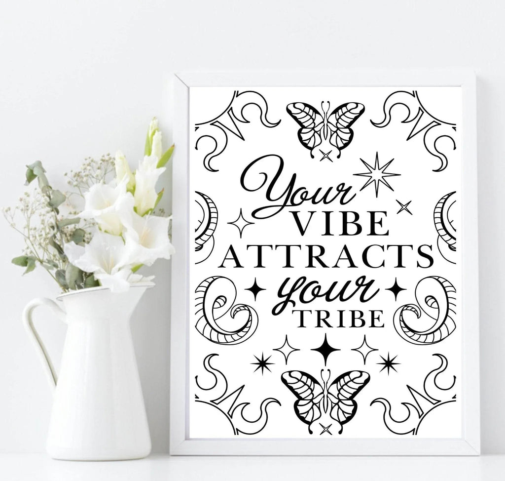 Your Vibe Attracts Your Tribe Print | Celestial Wall Art - Larosier Prints