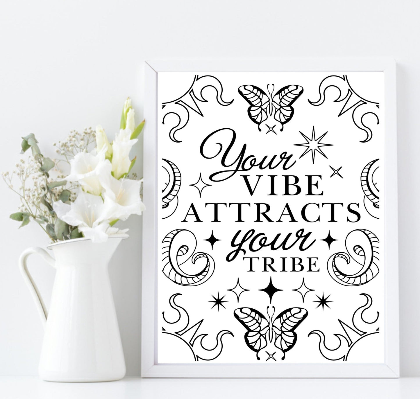 Your Vibe Attracts Your Tribe Print | Celestial Wall Art